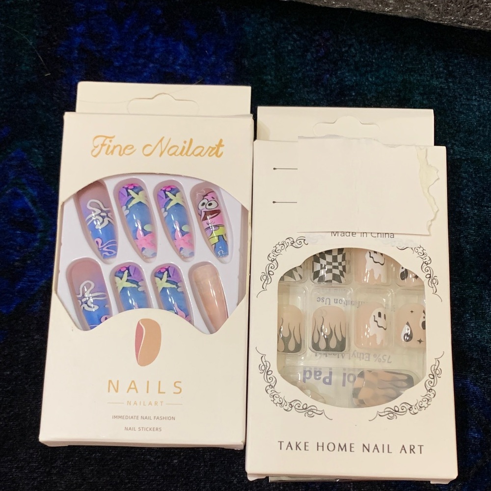 Blue and Pink Press-On Nails